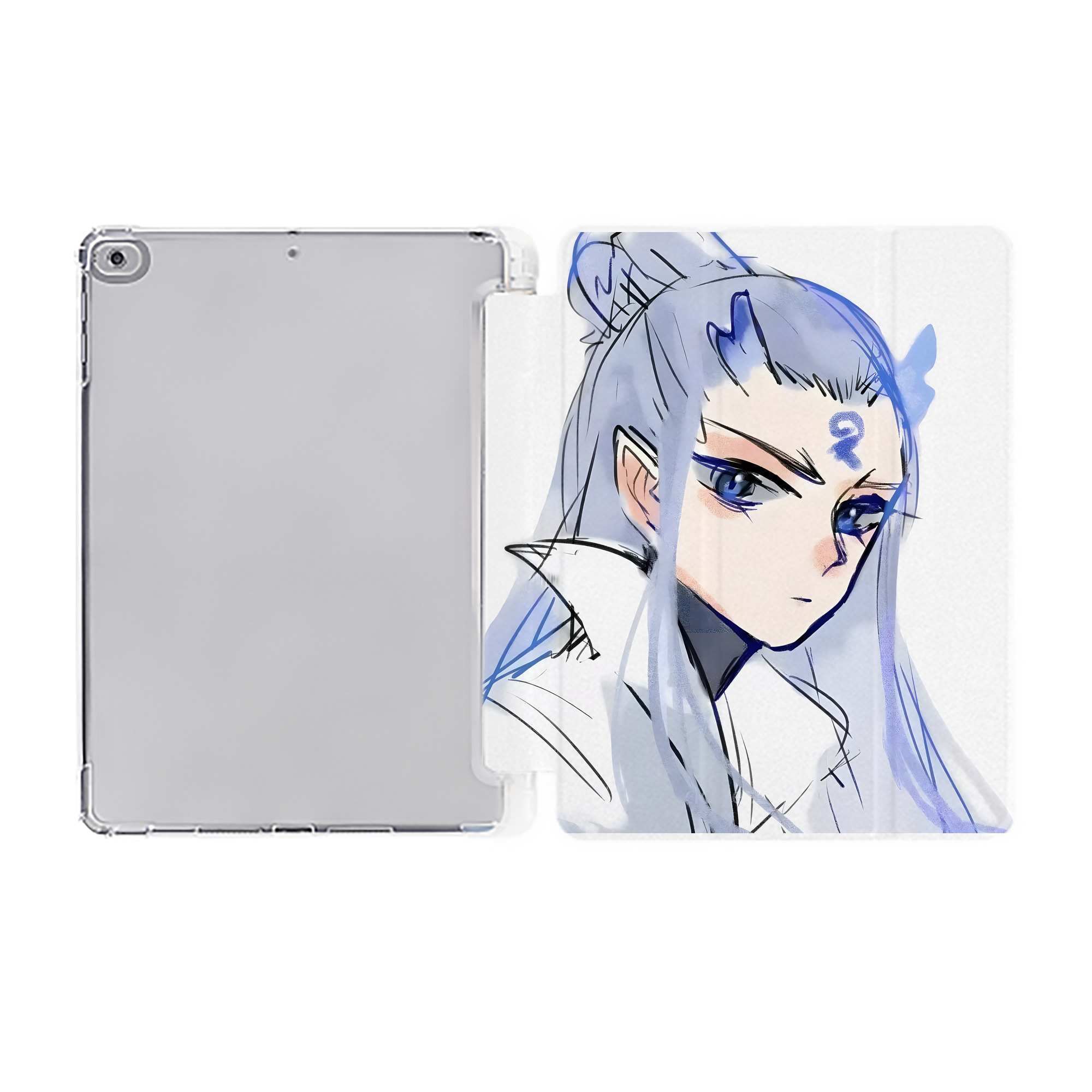 （画像用） Ne Zha 2 ナタ 魔童の大暴れ IPad ケース ペン収納付き 三つ折りスタンド PUレザー×シリコン 対応機種9.5/10.5/10.9インチ